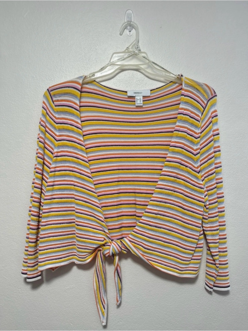 Forever 21 Rainbow Striped Tie-Front Crop Top